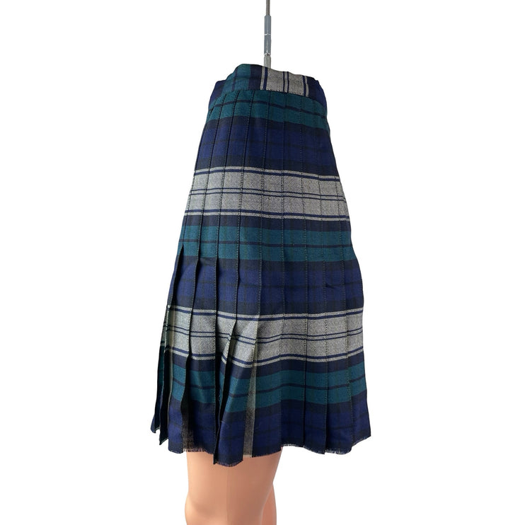 Women's Blue Plaid Striped Colorblock High Waisted Pleated A Line Mini Skirt XS