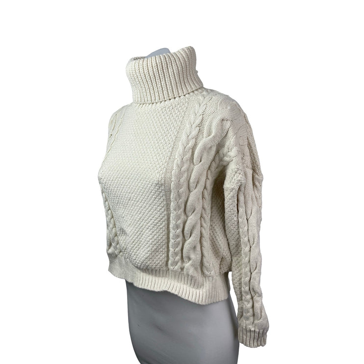 Madewell Women's Cable Knit Turtle Neck Long Sleeve Sweatshirt Sweater Top Sz M