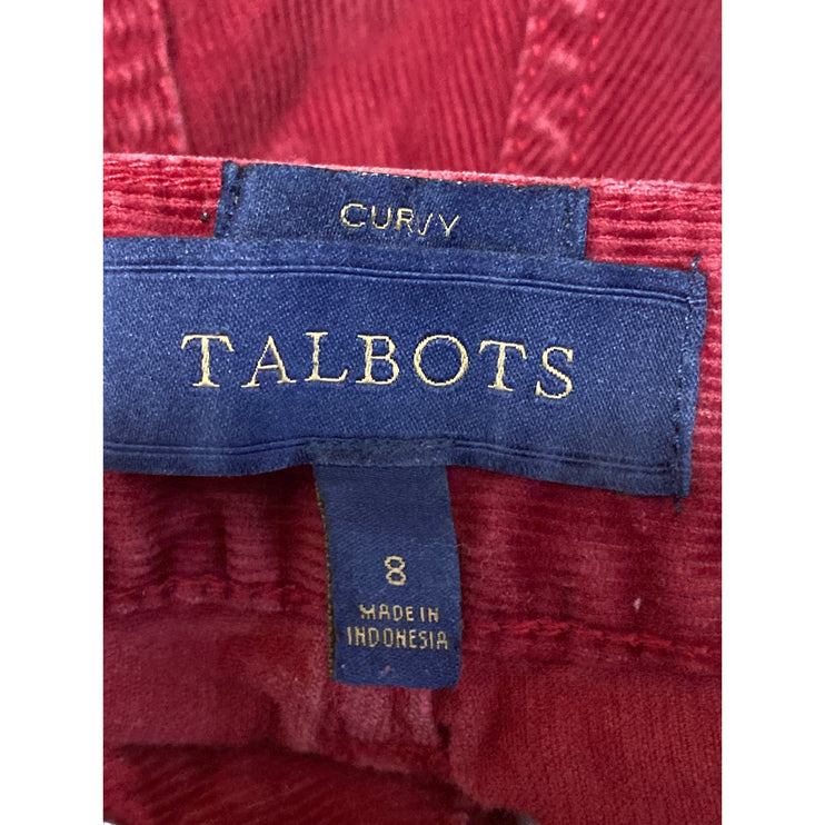 Talbots Women's Red Corduroy High Rise Wide Leg Bootcut Flare Trousers Pants 8