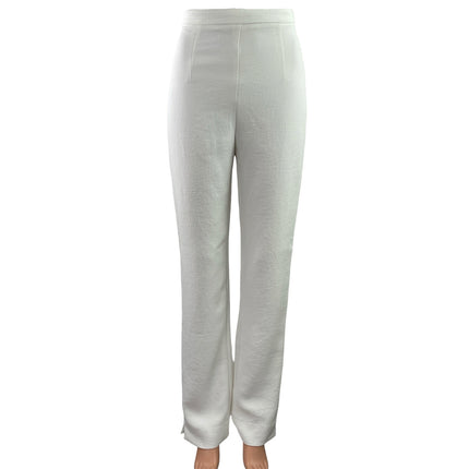 Kookai Oyster Tailored Women White High Rise Straight Leg Trousers Pants Size 34