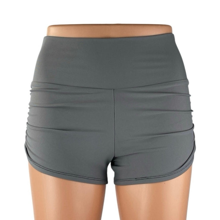 Peridot Clothing Women's Gray High Waisted Activewear Running Biker Shorts Sz XS
