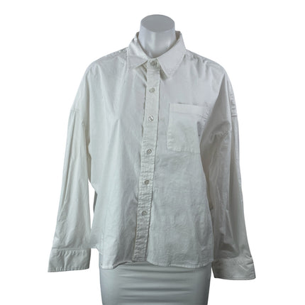 WeWoreWhat Women's White Long Sleeve Pocket Cotton Button Down Shirt Top Size S