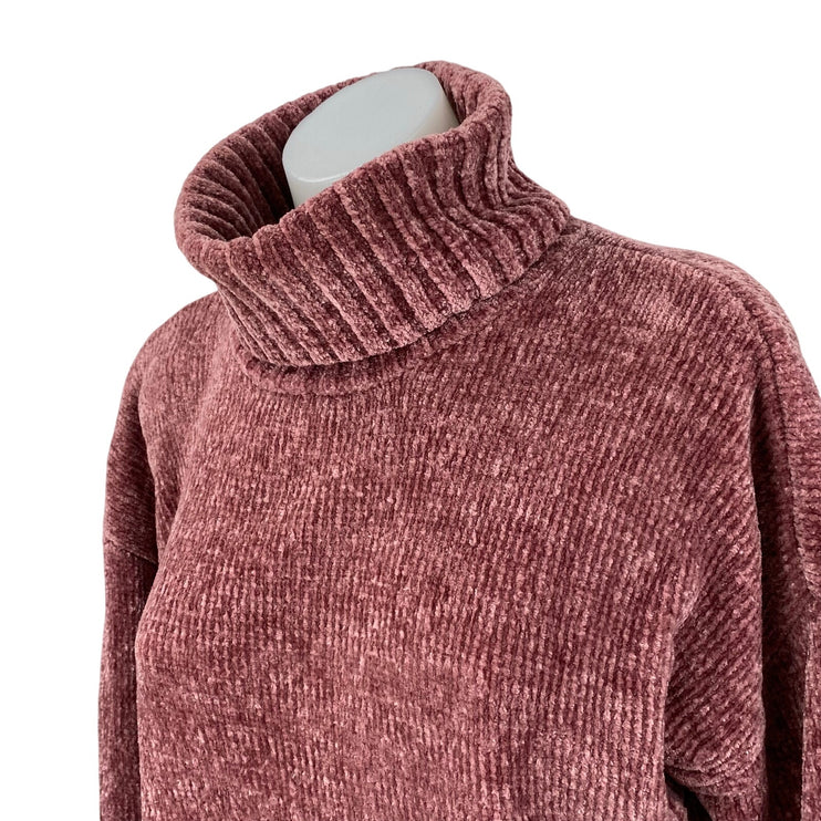 Pink Rose Women's Pink Turtle Neck Long Sleeve Crop Sweatshirt Sweater Top Sz M