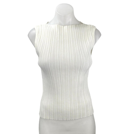 DISSH Women's White Sleeveless Ribbed Knit Boat Neck Cropped Tank Top Size XL