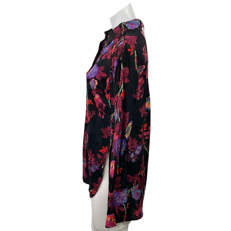 NEW Reiss Multicolor Floral Texture Jacquard Long Sleeve Button Down Shirt Top 0