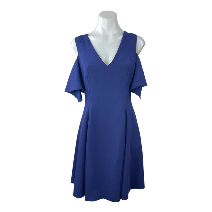 Club Monaco Blue Cold Shoulder Flutter Sleeve V-Neck Mini A-Line Dress Size 2