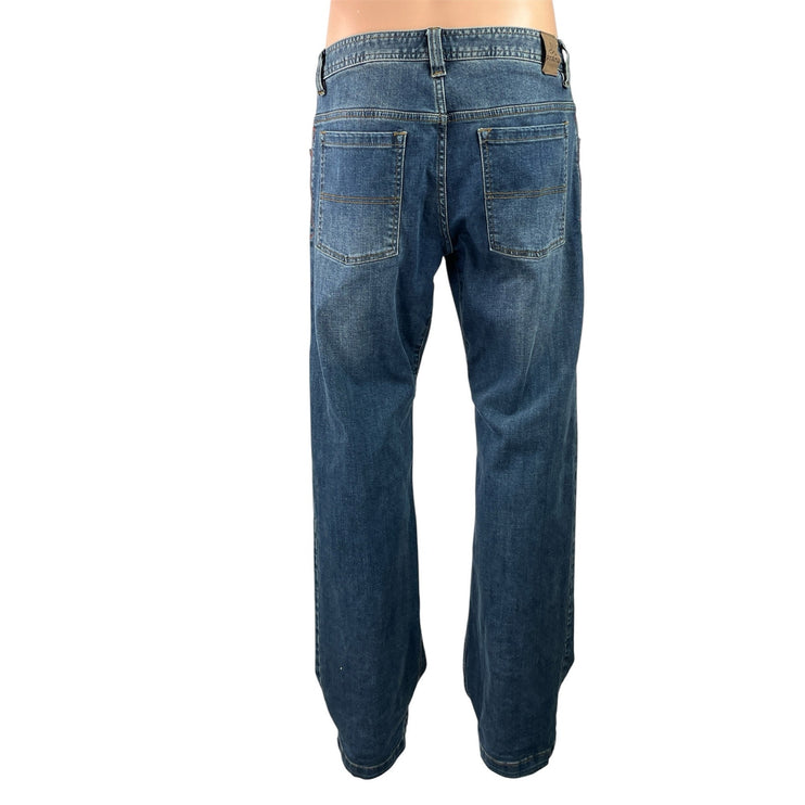 Prana Men's Blue Medium Wash Mid Rise Relaxed Straight Denim Jeans Size 33x32