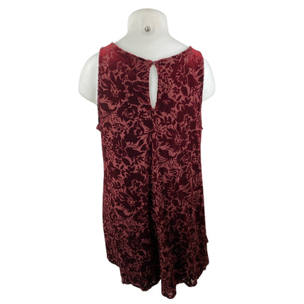 Old Navy Red Velvet Jacquard Floral Sleeveless Tank Shift Mini Dress Size XXL