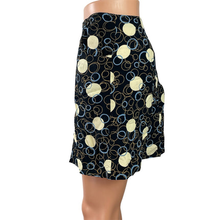 Express Womens Black Cream Polka Dots High Waisted Mini A-line Skirt Size 5/6