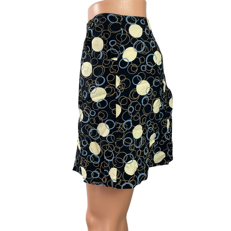 Express Womens Black Cream Polka Dots High Waisted Mini A-line Skirt Size 5/6