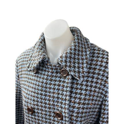 Jonathan Michael Women's Wool Houndstooth Double Breasted Pea Coat Jacket Sz M