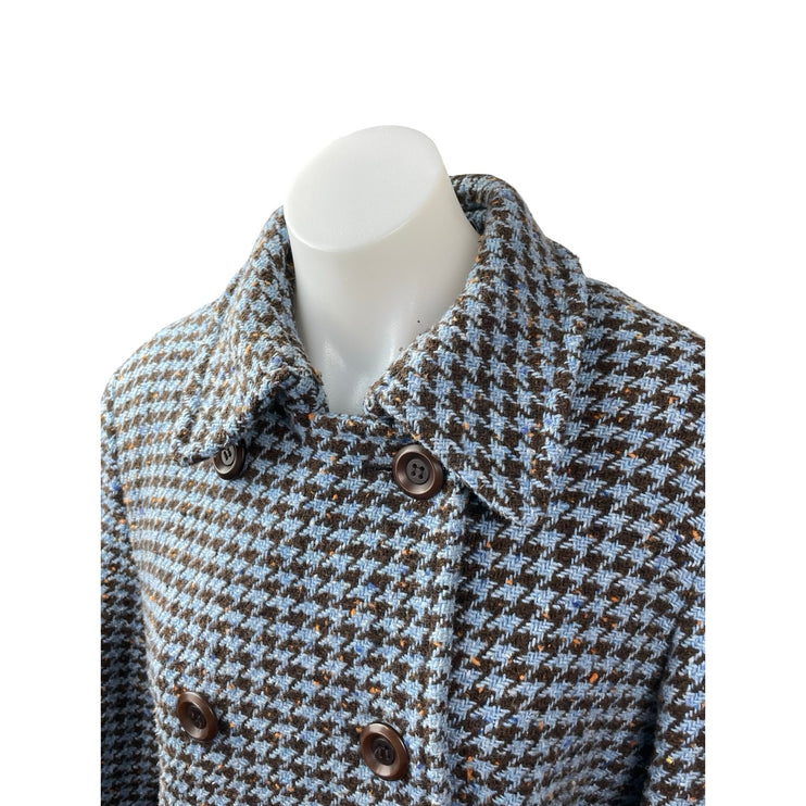 Jonathan Michael Women's Wool Houndstooth Double Breasted Pea Coat Jacket Sz M