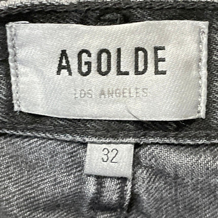 AGOLDE Women's Black High Rise Frayed Raw Hem Cutoff Denim Jeans Shorts Sz 32