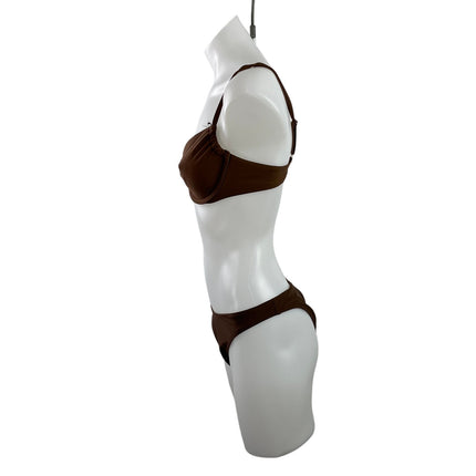 Abercrombie & Fitch Women's Brown Ruched Underwire Bikini Swimwear Set Size S/M