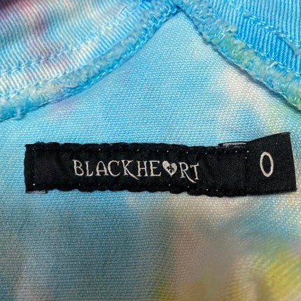 Black Heart Multicolor Rainbow Tie Die Frayed Hem Denim Jeans Jumpsuit Romper 0