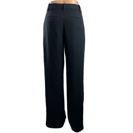 Aritzia Wilfred The Effortless Black Pleated Wide Leg Trosuers Dress Pants Sz 2