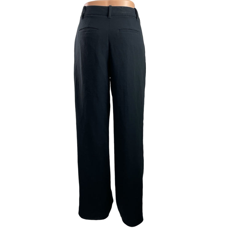 Aritzia Wilfred The Effortless Black Pleated Wide Leg Trosuers Dress Pants Sz 2