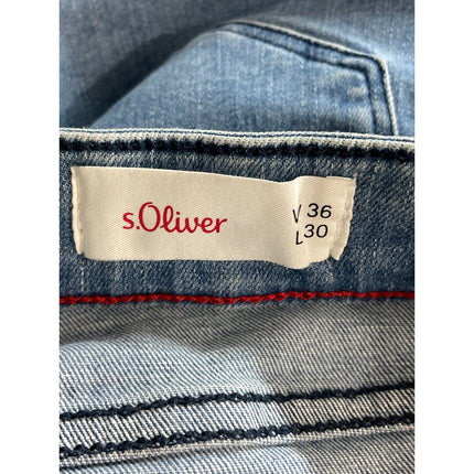 S.Oliver Women's Blue Medium Wash High Waisted Ankle Skinny Denim Jeans Size 36