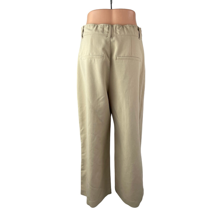 Abercrombie & Fitch Women's Beige Pleated High Rise Wide Leg Trousers Pants M