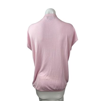 Zara Basic Drape Women's Pink Short Sleeve Mock Neck T-Shirt Tunic Blouse Top L