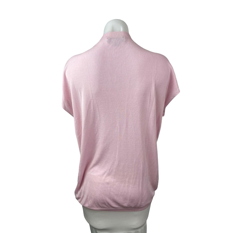 Zara Basic Drape Women's Pink Short Sleeve Mock Neck T-Shirt Tunic Blouse Top L