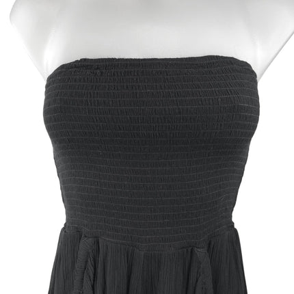 ASOS Design Women's Black Smocked Tube Strapless Pocket Boho Romper Shorts Sz 6