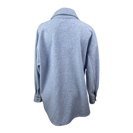 H&M Women's Blue Marled Collared Long Sleeve Button Down Shacket Coat Jacket M