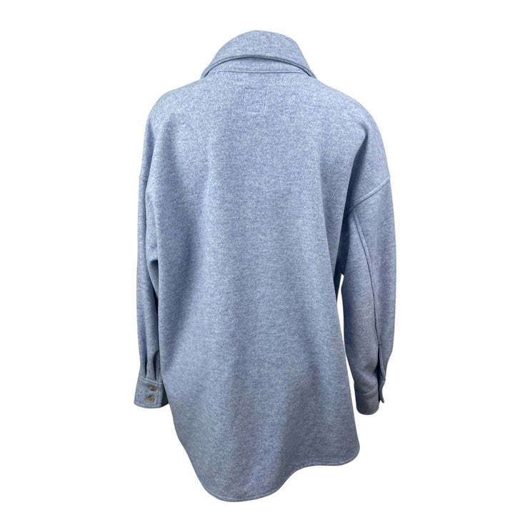 H&M Women's Blue Marled Collared Long Sleeve Button Down Shacket Coat Jacket M