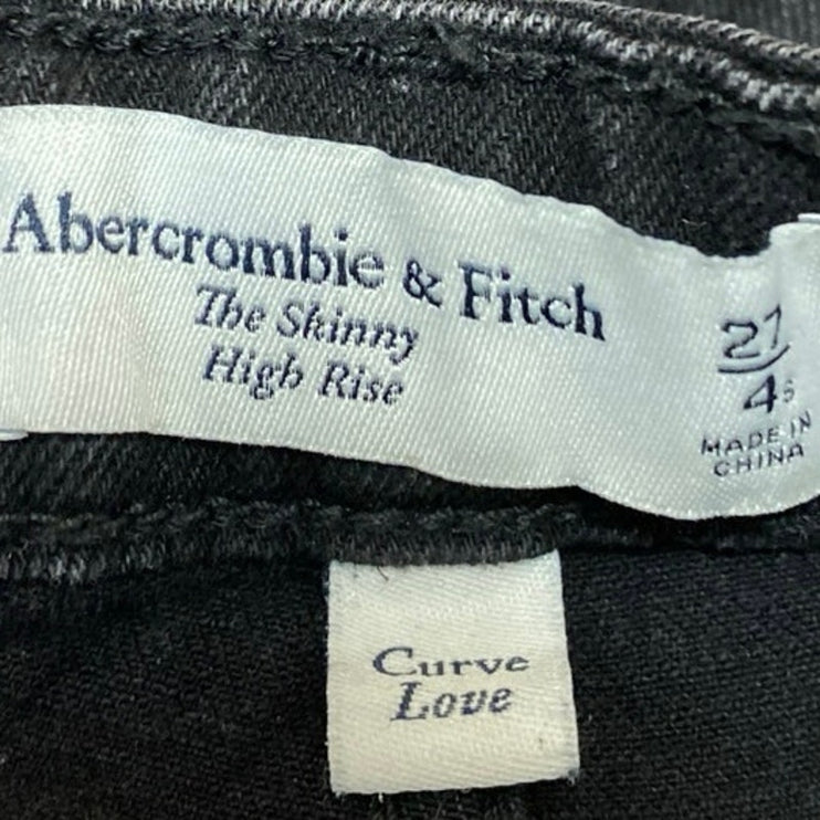 Abercrombie & Fitch Black High Rise Skinny Flared Split Hem Denim Jeans Pants 27