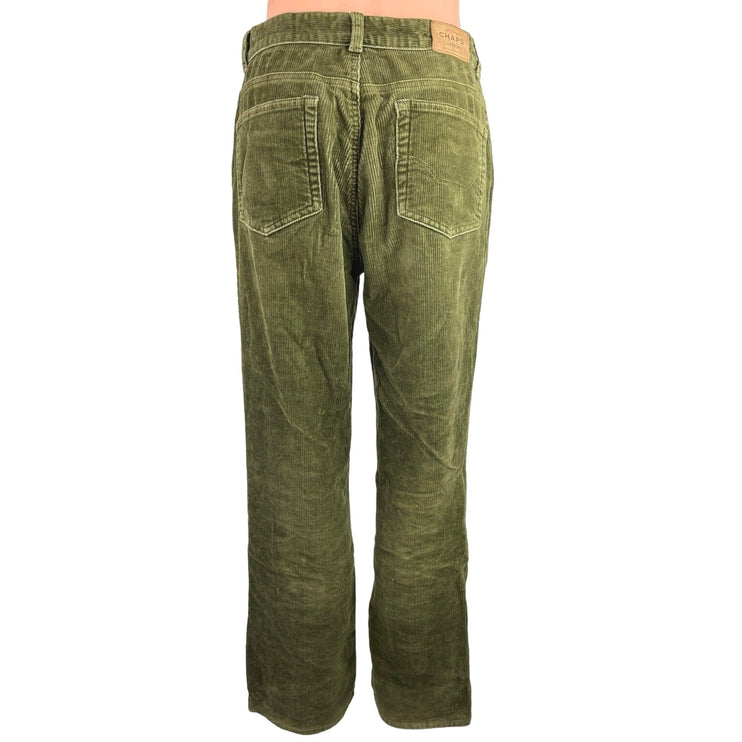 Chaps Green Corduroy High Rise Flared Leg Bootcut Ankle Trouser Jeans Pants Sz 4