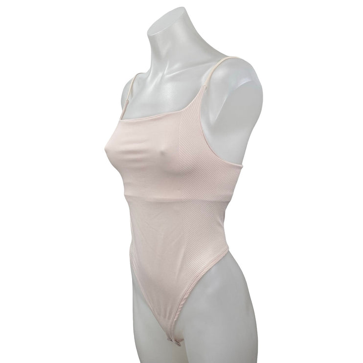 Anthropologie The Renna Seamless Pink Sleeveless Square Neck Bodysuit Top Sz S/M