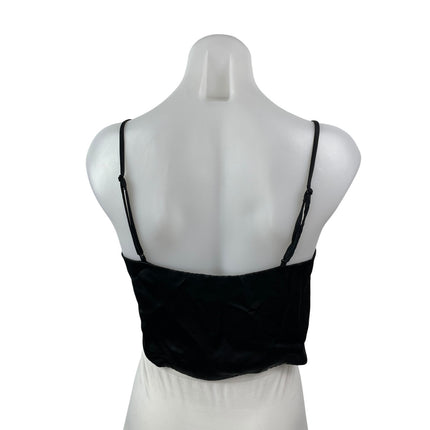 Aritzia Wilfred Verso Cami Women's Black Satin Ruched Sleeveless Crop Tank Top S