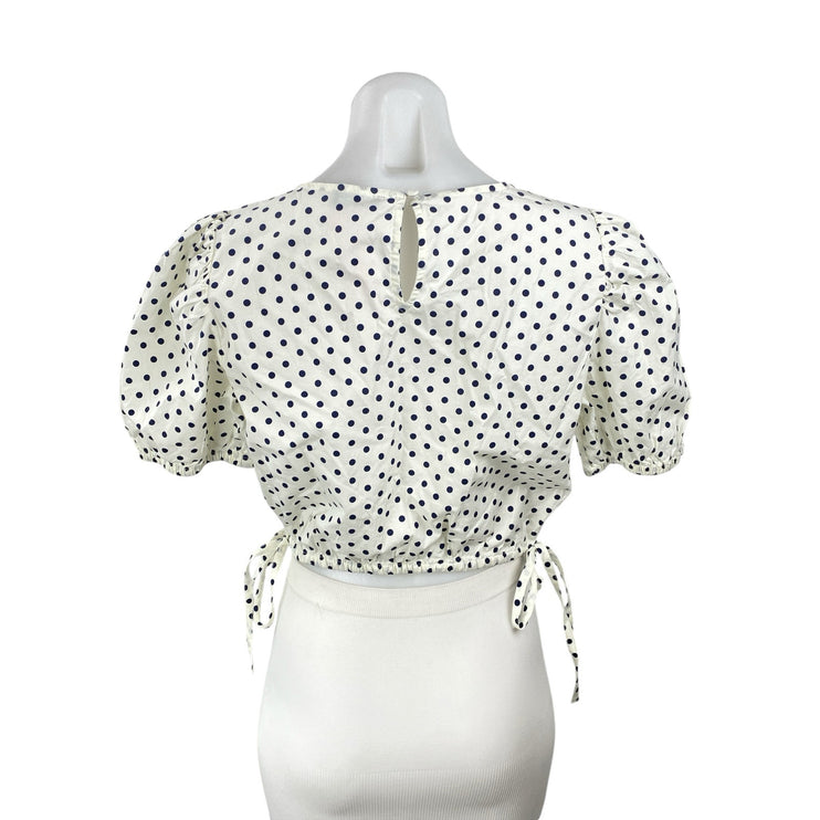 NEW Vineyard Vines Resort Stretch Polka Dot Puff Sleeve Crop Blouse Top Size S