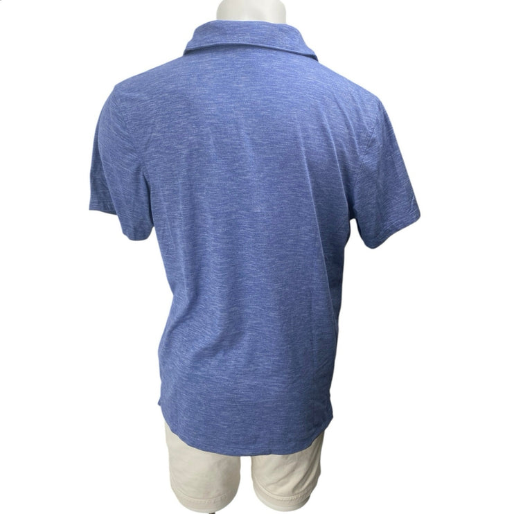 J.Crew Men's Blue Heathered Short Sleeve Golf Performance Polo Shirt Top Size L