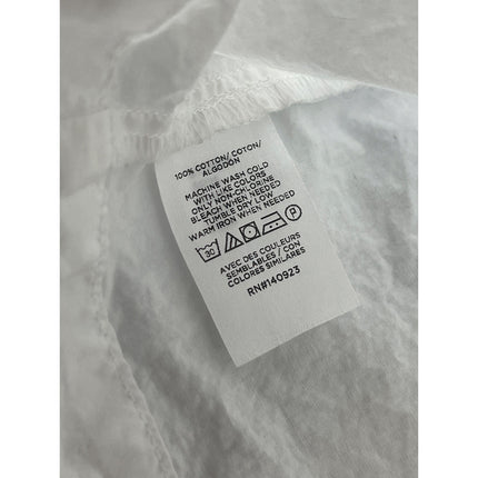 Ann Taylor LOFT White Short Puff Sleeve Tie Boxy Loose Shirt Blouse Top Size S