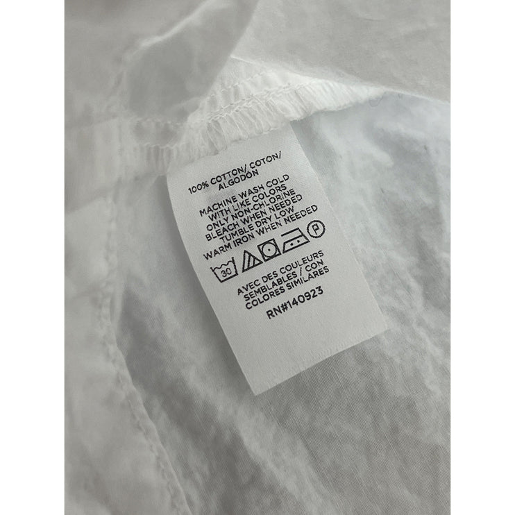 Ann Taylor LOFT White Short Puff Sleeve Tie Boxy Loose Shirt Blouse Top Size S