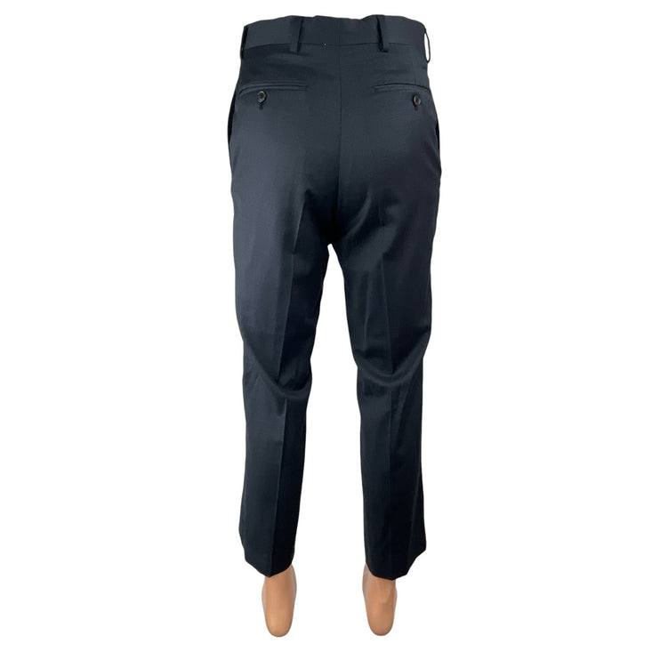 Tommy Hilfiger 100% Wool Mens Black High Waist Straight Trousers Dress Pants S