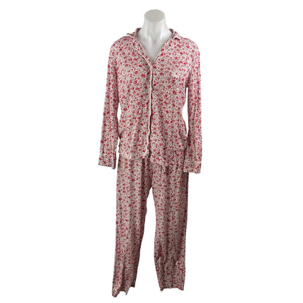 Lauren Ralph Lauren Red Floral Button Down Long Sleeve Sleepwear Pajamas Set S