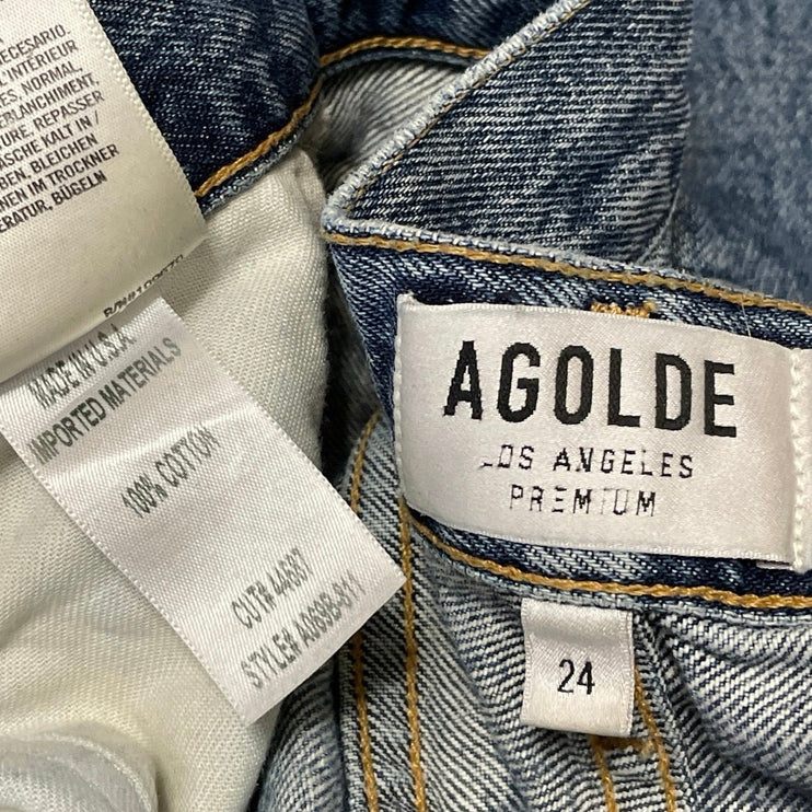 AGOLDE Women's High Rise Medium Wash Relaxed Straight Leg Denim Jeans Pants 24