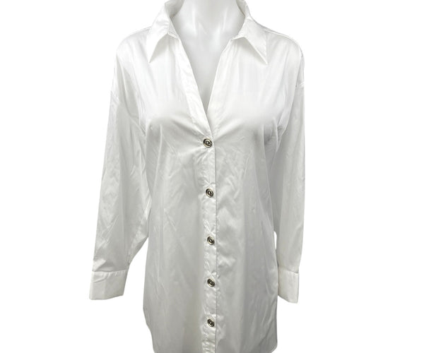 zara white satin shirt dress Zara White satin shirt dress, Worn once perfect