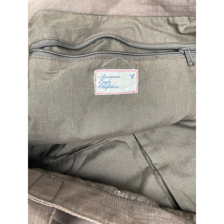 American Eagle Outfitters Tan Floral Embroidered Double Strap Tote Shoulder Bag