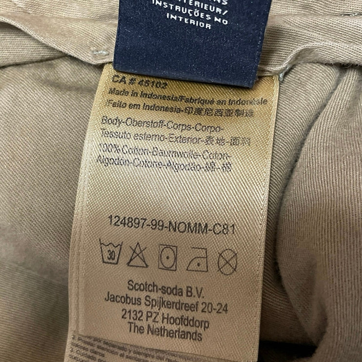 Scotch & Soda Mens Olive Green Low Rise Slim Straight Leg Chino Khaki Shorts 31