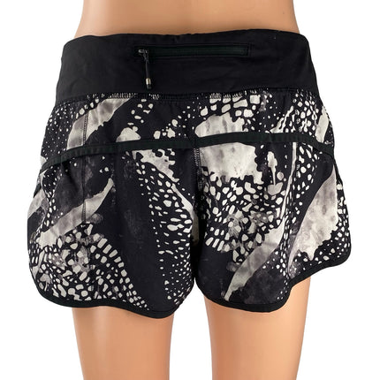 Lululemon Speed Women's Black Static Mist Yoga Athletic Running Shorts Size 6