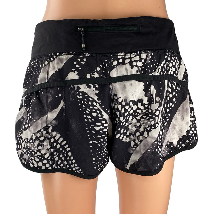 Lululemon Speed Women's Black Static Mist Yoga Athletic Running Shorts Size 6