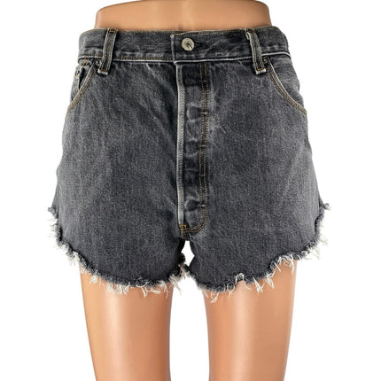 Levi's 501 Women's Black Button Fly High Waisted Cut Off Denim Jean Shorts Sz 38