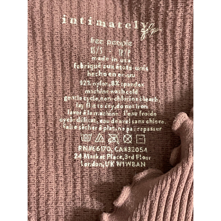 Free People FP Movement Nude Pink Lettuce Rib Knit Long Sleeve Crop Top Sz XS/S