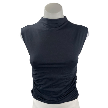 Abercrombie & Fitch Women's Black Sleeveless Mock Neck Ruched Tank Top Size S