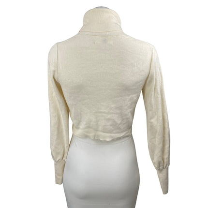 Aritzia Wilfred Cream Wool Turtleneck Knit Long Sleeve Cropped Sweater Top XXS
