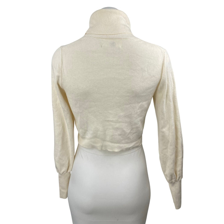 Aritzia Wilfred Cream Wool Turtleneck Knit Long Sleeve Cropped Sweater Top XXS