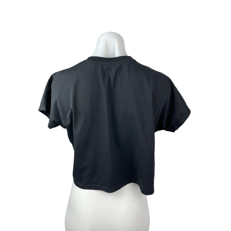 #Mood Dolce & Banana Black Graphic Short Sleeve Crew Neck Crop T Shirt Tee Top 2